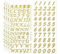 Gold Glitter Letter and Number Stickers - 5 Sheets Self-Adhesive Alphabet Stickers for Home Decoration, Crafting Supply, Grad Cap Decorations