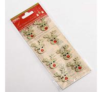 Gold Glitter Mini Reindeer Faces Christmas Craft Decorations (Pack of 8)
