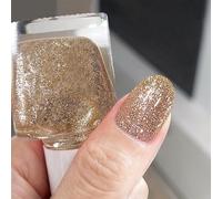 Gold Glitter Nail Polish with Fine Shimmering Finish & Chrome Effect - Long Lasting Gel Varnish, Quick Dry Formula, Sparkling Champagne Manicure for Women, Glamorous Nail Art