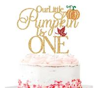 Gold Glitter Our Little Pumpkin is One Cake Topper, Fall 1st Birthday Decor | Pumpkin 1st Birthday, Fall Autumn One Year Old, Little Pumpkin Theme Baby First Birthday Party Supplies