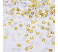 Gold Glitter Paw Print Confetti, Dog Paw Print Table Confetti for Baby Shower Wedding Pet Birthday Party Tropical Jungle Party Decorations (Gold&Silver)