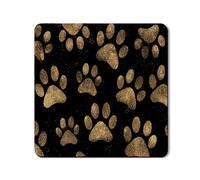 Gold Glitter Paw Print Washer Dryer Top Protector Mat, Stylish Modern Animal Pattern Laundry Machine Cover, Cute Rubber Anti-slip Waterproof Mats for Laundry Room 24x24 Inch