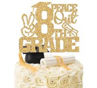 Gold Glitter Peace Out 8th Grade Cake Topper, Congrats Grad for 8th Grade Graduate, Kids Eighth Grade Graduation Party Decorations Supplies