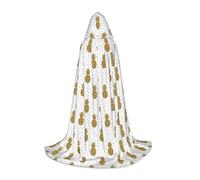 Gold Glitter Pineapples Fruit Hooded Cape For Teenagers, Unisex Cloak Robe Hooded Halloween Costume Satin Witches Vampire Cloak Fancy Dress Up Children