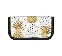 Gold Glitter Pineapples Fruit Large Capacity Canvas Pencil Case, Sturdy and Durable, Easy to Store in an Orderly Manner