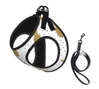 Gold Glitter Pineapples Fruit print Dog Harness, 2X Buckle,Dog Vest,No Pulling Front Leash Clip,for Small Medium Dogs