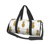 Gold Glitter Pineapples Fruit Print Travel Duffel Bag, Foldable Gym Bag Overnight Weekend Bags for Women, Large Holdall Bag Cabin Bag for Sports and Travel
