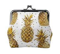 Gold Glitter Pineapples Fruit Printed Coin Purse Pouch-Mini Coin Wallet,Change Purse,Leather Coin Pouch Holder For Woman Girls, Black, One Size, Modern,european Style, Retro