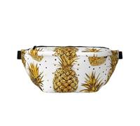 Gold Glitter Pineapples Fruit Printed Fanny Pack Waist Bag for Men Women, Adjustable Bumbags Hip Bum Bag Travel Crossbody Bags Sports Running Hiking Belt Bag