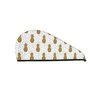Gold Glitter Pines Fruit Quick Dry Hair Turban No Frizz for Women Wet Curly Longer Thicker Hair Super Absorbent Soft