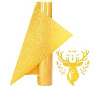 Gold Glitter Plotter Film Textile Golden Heat Transfer Vinyl 30.5 cm x 152 cm Glitter Flex Film Transfer Film Plotter Flex Film for DIY T-Shirt, Fabrics, Textiles