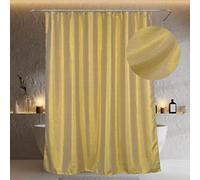Gold Glitter Shower Curtain: Sparkle Bling Shiny Metallic Shimmer Curtain for Bathroom - Anti Mould Water Repellent Washable Polyester Shower for Wet Room - 183 x 214cm Drop