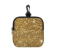 Gold Glitter Sparkle Glittery Sparkly, Square Zipper Storage Bag, Neoprene Coin Purse, Small Wallets, Change Pouch, Change Purse