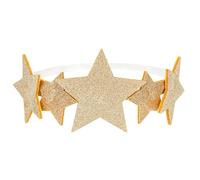 Gold Glitter Star Headband 12 cm - Sparkly Star Crown with Elastic Band | Party, Costume & Birthday Accessory | Gold Star Headband for Kids & Adults