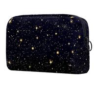 Gold Glitter Stars and Night Sky Constellations Small Makeup Bag for Women Cosmetic Storage Bag with Zipper Beauty Accessories Organizer Bag