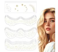 Gold Glitter Temporary Face Tattoos - Waterproof Sparkling Faux Stickers for Festival Party Cosplay Events, Easy Apply Skin-Friendly Shimmering Golden Star Designs, 20 Sheets with Various Patterns
