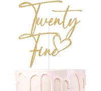 Gold Glitter Twenty Fine Cake Topper, Twenty Five/Happy 25th Birthday, Funny 25th Birthday Party Decorations Supplies (25, Gold)