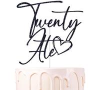 Gold Glitter Twenty Fine Cake Topper, Twenty Five/Happy 25th Birthday, Funny 25th Birthday Party Decorations Supplies (28, Black)