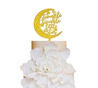Gold Glitter Twinkle Twinkle Little Star Cake Topper Baby Shower Decoration Moon and Stars Cake Topper Gender Reveal Party Decor Child Birthday Party Supply