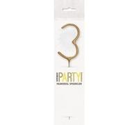 Gold Glitz Party Sparkler Number 3 (17cm) - Perfect for Birthday, Anniversary & Memorable Celebrations - 1 Pc