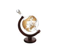 Gold Globe Whiskey Decanter Set - 750ml Etched Glass World Map Liquor Decanter with Antique Ship & Wooden Stand - Bourbon, Scotch, Brandy, Tequila & Rum - Luxury Gift for Men, Father’s Day, Birthday