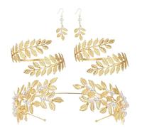 Gold Goddess Headpiece, Wedding Jewelry Set, Mythological Costume Accessories, Decorative Bridal Crowns and Earrings, Sophisticated Ensemble for Enchanting Events