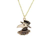 Gold Gothic Skull Ghost Necklace - Vintage Steampunk-Inspired Dangles - Grunge Occult Style for Women Halloween (Large Plague Doctor Necklace)