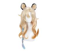 Gold Gradient Cosplay Wigs for Women Long Wavy Hair Wig with Ears Anime Halloween Costume Wigs Game Cosplayer Full Synthetic Wig