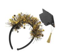 Gold Graduation Accessory Tassel Cap Black Headband for Adults Party | Lightweight, Comfortable Hair Accessory, Artificial Leather and Felt, Weddings and Parties, Unique Design