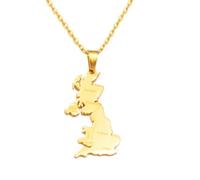 Gold Great Britain Necklace Map GB Pendant 45cm United Kingdom Flag UK Seller