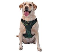 Gold Green Black Leaves,Pet Harness,Adjustable Reflective Dog Harness,Pet Leash Vest,M