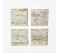 Gold & Grey Round Leather Coasters Set of 4