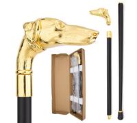 Gold Greyhound Dog Head Walking Cane - British Style Stylish Luxury Stick for Hiking, Cosplay, Daily Use & Gift