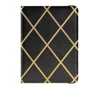 Gold Grid Gradient Black Cube Leather decorative cute passport holder Wallet Combo Passport Holder Combo with Vaccine Card Slot Lightweight, Gold grid gradient black Cube, One Size