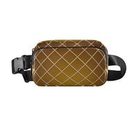 Gold Grid Gradient Brown Cube Cute Fanny Pack Waist Bag for Women Men Teens Large Capacity Cross Body Bag Belt Pack with Adjustable Strap for Workout Running Hiking