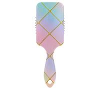 Gold Grid Gradient Modern Rainbow Cube gentle travel hair brush Designed massage brush for thin hair with Ergonomic handle cepillo para cabello rizado
