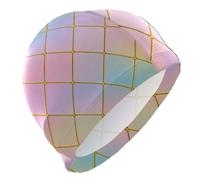 Gold Grid Gradient Modern Rainbow Cube swim waterproof for adult Short Hair waterproof for swimming Hair Protection and Drag Reduction gorras para nadar de mujer