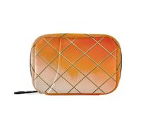 Gold Grid Gradient Orange Cube Medicine Bags with Detachable Compartments Portable Medicine Box Organizer for Purse
