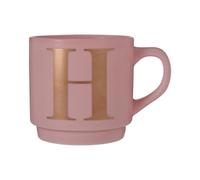 Gold H Etching Coffee Mug,Warm Pink Cup For Home Décor,Thoughtful Gift For Tea Enthusiast,Microwave Safe Mug