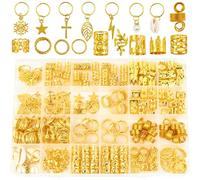 Gold Hair Jewelry for Braids, 260Pcs Gold Hair Cuffs, Adjustable Hair Cuffs Braid Accessories Jewelry for Braids for Girl Women Men Hair Braids Decoration Party Music Festival