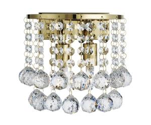 Gold Half Round Wall Light With Crystal Ball Drops