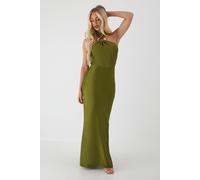 Gold Hammered Satin Maxi Dress MissPap Green 10