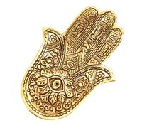 Gold Hamsa Hand Incense Holder | Decorative Spiritual Aluminium Ash Catcher Dish for Sticks | Meditation & Yoga Home Decor Gift - Small 13cm