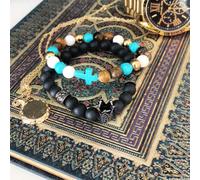 Gold Hamsa / Lava Stone - Gemstone Bracelet