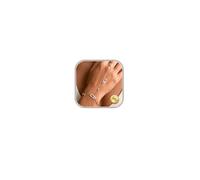 Gold Hand Chain Bracelets for Women Waterproof Hand Chain Bracelet with Ring Set Adjustable Layered Zirconia Bead Flower Link Chain Bracelet Finger Ring Dainty Hand Jewellery Gift for Women - CZ Hand