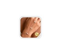 Gold Hand Chain Bracelets for Women Waterproof Hand Chain Bracelet with Ring Set Adjustable Layered Zirconia Bead Flower Link Chain Bracelet Finger Ring Dainty Hand Jewellery Gift for Women - Flower