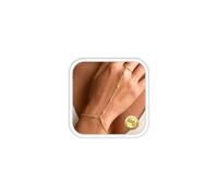 Gold Hand Chain Bracelets for Women Waterproof Hand Chain Bracelet with Ring Set Adjustable Layered Zirconia Bead Flower Link Chain Bracelet Finger Ring Dainty Hand Jewellery Gift for Women - Bead