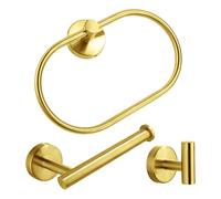 Gold Hand Towel Holder 3-Set - Towel Holder, Gold Toilet Roll Holder 09-0313