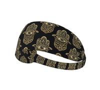 Gold Hand with Eye Print Sports Headband Women Men, Sweat Band Breathable Workout Sweatband for Running Yoga Gym