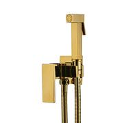 Gold Handheld Bidet Sprayer System, Brass Baby Cloth Diaper Sprayer for Hot/Cold Water, Portable Toilet Bidet with Hose for Feminine Wash, Shower Head - Elegant Gold Fini